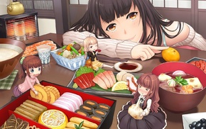 original characters, food, anime girls, anime