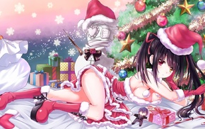 Tokisaki Kurumi, heterochromia, Christmas, anime, Date A Live