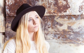 hair, hat, blonde, girl, black, face