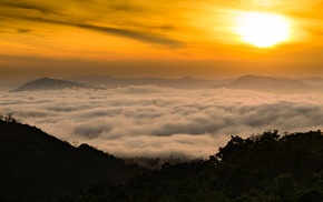 landscape, Sun, clouds, nature