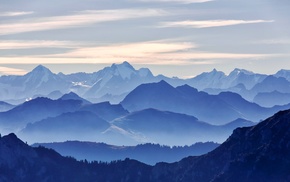 blue, mountains, nature