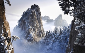 clouds, snow, mountains, winter