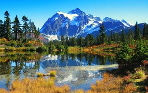 lake, mountains, nature