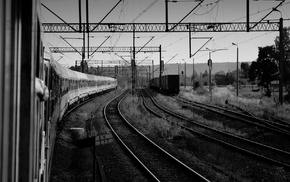 photography, monochrome, train, railway