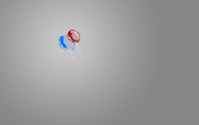 balloon, blue, gray, minimalism, red