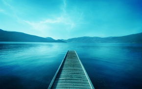 pier, photography, lake, landscape, water, blue