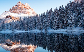 landscape, snow, lake, nature