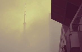 photography, street, building, city, mist, urban
