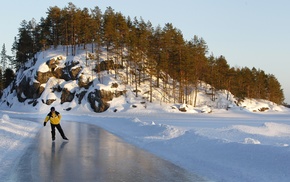 winter, ice skate, snow