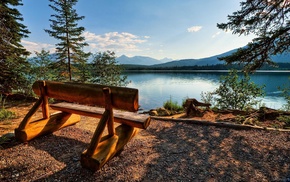 lake, trees, nature