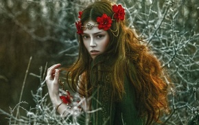 twigs, wreaths, girl, A. M. Lorek, girl outdoors, model