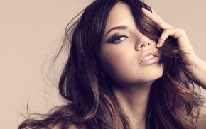 Adriana Lima, juicy lips, model, brunette, face, girl