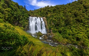 waterfall, green, nature, photography