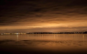 reflection, photography, city, sea, water, night