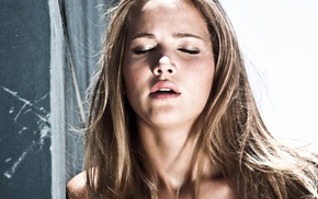 girl, Jennifer Lawrence, closed eyes