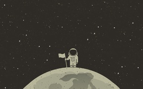 astronaut, space, simple background, simple, flag