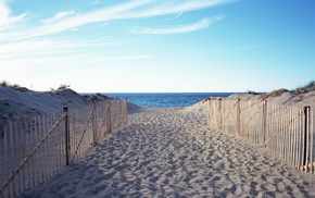 beach, sea, sand, fence, photography, landscape