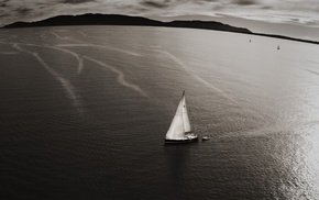 sailing ship, coast, monochrome, sea, photography, boat