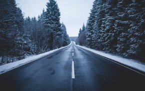 winter, snow, road