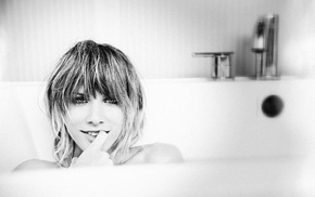 model, girl, monochrome, bathtub