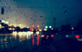blurred, water drops, bokeh, street, reflection, glass