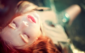 girl, redhead, face