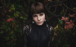 face, model, girl, leaves