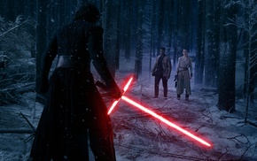 Kylo Ren, lightsaber, Star Wars The Force Awakens, Rey