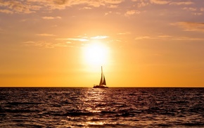photography, sea, sunset, sailing ship, sailing, water