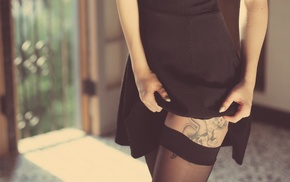 model, Melissa Clarke, stockings, tattoo, lingerie, girl