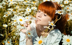 nature, flowers, model, redhead