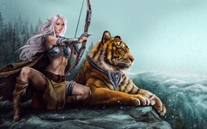 archer, girl, fantasy art