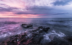 sea, sunset, nature