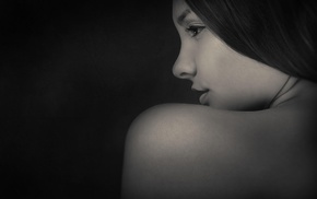 monochrome, profile, girl, face