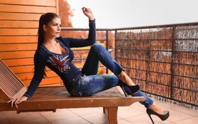 jeans, model, girl, high heels