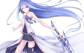 anime, blue hair, sword, long hair, anime girls, original characters