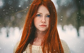 girl outdoors, face, model, girl, redhead