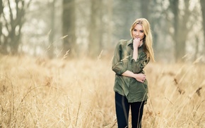 girl, girl outdoors, field, model