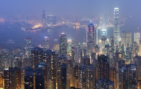 photography, cityscape, skyscraper, building, Hong Kong, water