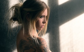 tattoo, girl, model, face