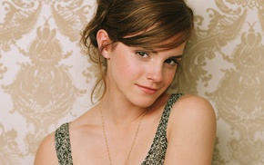 portrait, auburn hair, Emma Watson, girl, actress, looking at viewer