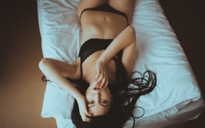 Alexander Muravyov, girl, lying on back, black panties, noisy, black hair