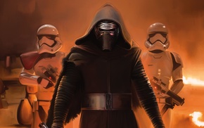 Star Wars The Force Awakens, stormtrooper, Kylo Ren, artwork