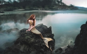 fantasy art, girl outdoors, mermaids