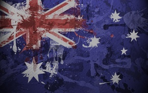 flag, Australia, red, blue, painting, white