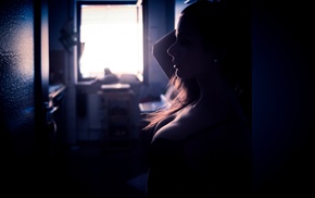 window, girl, model, silhouette