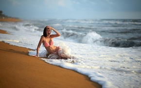 bikini, girl outdoors, girl, sea, beach, model