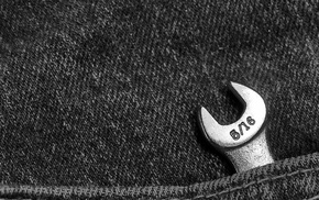 monochrome, fork key, texture, jeans, numbers, tools