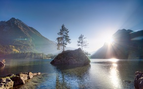 mountains, nature, trees