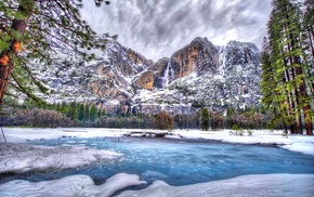 snow, trees, landscape